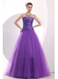 Cheap Purple Prom / Evening Dress Ruch A-line Sweetheart Floor-length Tulle