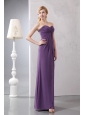 Cheap Purple Sweetheart Ankle-length Bridesmaid Dress Column Chiffon Ruch