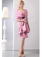 Discout Pink Column Sweetheart Ruffled Layers Mother Of The Bride Dress Knee-length Taffeta