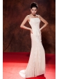 Elegant White Mermaid Spaghetti Straps Celebrity Dress Brush Train Chiffon Embroidery