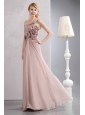 Unique Light Pink Empire Prom Dress One Shoulder Hand Made Flowers Floor-length Chiffon