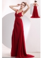 Sexy Wine Red Empire Straps Prom / Evening Dress Brush Train Chiffon Beading
