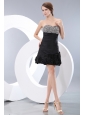 Unique Black Short Prom / Homecoming Dress A-line / Princess Sweetheart Mini-length Taffeta Beading