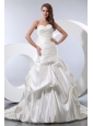 Gorgeous A-line Sweetheart Wedding Dress Taffeta Beading and Pick-ups Court Train
