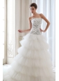 Best Wedding Dress A-line Strapless Beading Court Train Tulle