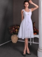 Cute A-line Straps Knee-length Short Wedding Dress Chiffon Beading