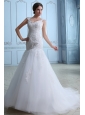 Lovely Mermaid Straps Low Cost Wedding Dress Brush Train Tulle Lace