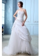 Sweet Wedding Dress A-line Sweetheart Ruch and Appliques Court Train Tulle