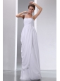 White Column Spaghetti Straps Maternity Wedding Dress Chiffon Beading and Ruch Floor-length