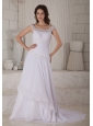 Beautiful A-line / Princess Scoop Wedding Dress Court Train Chiffon Embroidery