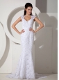 Brand New Mermaid V-neck Lace Wedding Dress Brush Train Beading