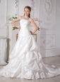 Brand New Wedding Dress A-line Strapless Ruch Court Train Taffeta