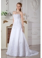 Cheap A-line Sweetheart Wedding Dress Court Train Satin Lace