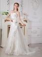Classical A-line Sweetheart Wedding Dress Court Train Organza Beading