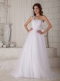 Custom Made Wedding Dress A-line / Princess One Shoulder Court Train Special Fabric