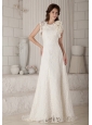 Customize Column Wedding Dress Brush Train Lace