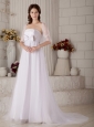 Gorgeous A-line Strapless Maternity Wedding Dress Brush Train Tulle Bow