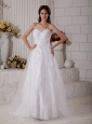 Magnificent Wedding Dress A-line Sweetheart Appliques Brush Train Tulle