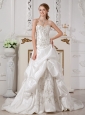 Remarkable A-line Sweetheart Wedding Dress Court Train Taffeta Appliques