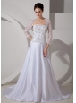 Romantic A-line Strapless Wedding Dress Court Train Satin Embroidery