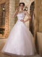Simple A-line Sweetheart Wedding Dress Taffeta and Tulle Embroidery Floor-length