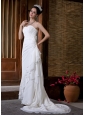 Simple Wedding Dress Column Sweetheart Ruch Court Train Chiffon