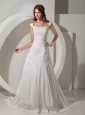 Customize A-Line / Princess Straps Wedding Dress Chapel Train Taffeta