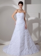 Customize Wedding Dress A-line Sweetheart Ruch Court Train Chiffon