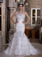 Exquisite Wedding Dress Mermaid Strapless Ruch and Ruffles Court Train Taffeta and Organza