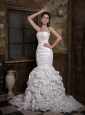 Fashionbale Mermaid Strapless Wedding Dress Court Train Taffeta Ruch and Ruffles