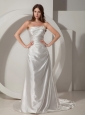 Low Cost Column / Sheath Wedding Dress Strapless Court TrainTaffeta Ruched