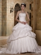 Perfect A-line Strapless Wedding Dress Court Train Taffeta Appliques and Pick-ups