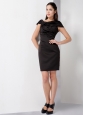 Beautiful Black Column Off The Shoulder Little Black Dress Mini-length Satin Ruch