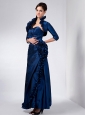 Luxurious Navy Blue Mother Of The Bride Dress Column Sweetheart Hand Made Flower Ankle-length Taffeta