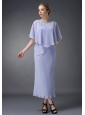 Simple Lilac Column Scoop Mother Of The Bride Dress Ankle-length Chiffon