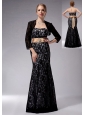 Beautiful Black Column Strapless Mother Of The Bride Dress Lace Sash Floor-length