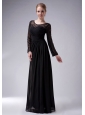 Custom Made Black Empire Scoop Mother Of The Bride Dress Chiffon Ruch Floor-length