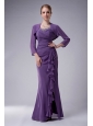 Custom Made Dark Purple Column Straps Mother Of The Bride Dress Chiffon Beading Floor-length