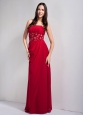 Exquisite Wine Red Empire Strapless Appliques With Beading Prom Dress Floor-legnth Chiffon