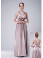 Modest Lilac Empire V-neck Mother Of The Bride Dress Taffeta Hand Made Flowers Floor-length