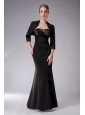 Pretty Black Mermaid Strapless Mother Of The Bride Dress Ankle-length Taffeta Appliques