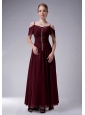 Pretty Burgundy Empire Straps Mother Of The Bride Dress Ankle-length Chiffon Beading