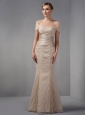 Unique Champagne Mermaid Mother Of The Brides Dress Off The Shoulder Beading Floor-length Lace
