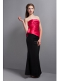 Elegant Hot Pink and Black  Floor-length Bridesmaid Dress Strapless