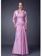 Exclusive Baby Pink Column Strapless Mother Of The Bride Dress Taffeta Appliques Floor-length