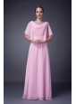 Lovely Baby Pink Empire V-neck Mother Of The Bride Dress Chiffon Beading Floor-length