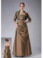 Popular Brown Column Strapless Mother Of The Bride Dress Ankle-length Taffeta Appliques
