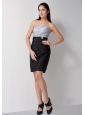 Customize Silver and Black Column Bridesmaid Dress Strapless Mini-length Taffeta