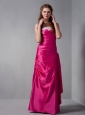Gorgeous Hot Pink Column Strapless Appliques Bridesmaid Dress Mini-length Taffeta
