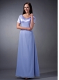 Latest Lilac Cloumn V-neck Bridesmaid Dress Chiffon Ruch Ankle-length